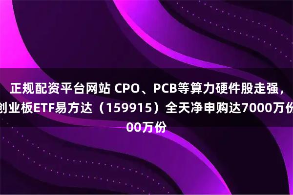 正规配资平台网站 CPO、PCB等算力硬件股走强，创业板ETF易方达（159915）全天净申购达7000万份