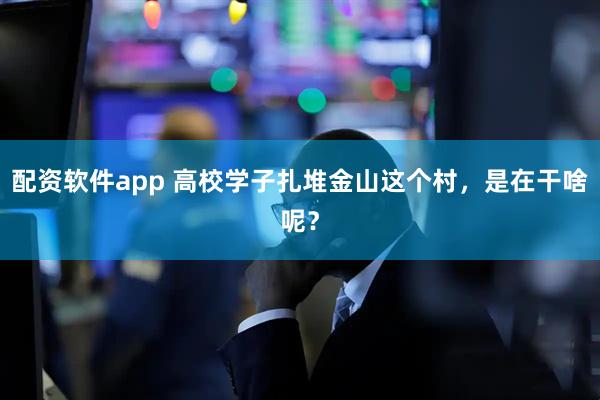 配资软件app 高校学子扎堆金山这个村，是在干啥呢？